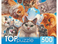 76966 [Ф500-7728]TOPpuzzle. ПАЗЛЫ 500 элементов. НЕОБЫЧНОЕ СЕЛФИ КОТОВ