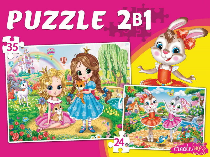 МАКСИ-ПАЗЛЫ 2 в 1. ПРИНЦЕССЫ И ЗАЙЧИКИ №1 (24 и 35 эл.)