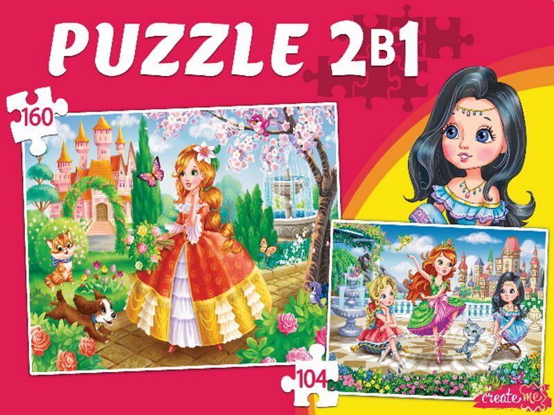 Купить оптом ПАЗЛЫ 2 в 1. ПРИНЦЕССЫ №3 (104 и 160 эл.) в Луганске