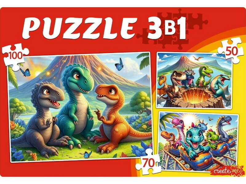 Купить оптом ПАЗЛЫ 3 в 1. МИР ДИНОЗАВРОВ №6 (50, 70, 100 эл.) в Луганске