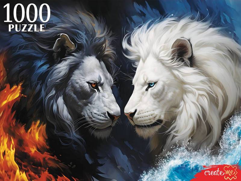 ПАЗЛЫ 1000 элементов. ЧЕРНЫЙ И БЕЛЫЙ ЛЕВ