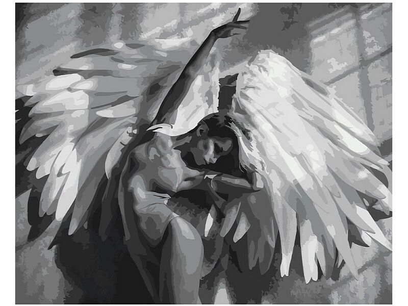 Купить оптом Холст с красками 40х50 см по номерам. ДЕВУШКА-АНГЕЛ 18+ в Луганске