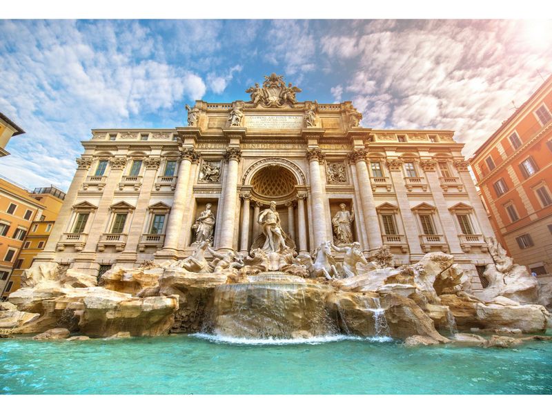 Холст с красками 40х50 см по номерам. ФОНТАН ТРЕВИ