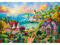 77049 [ХК-1804]Холст с красками 40х50 см по номерам. ДЕРЕВУШКА У МОРЯ