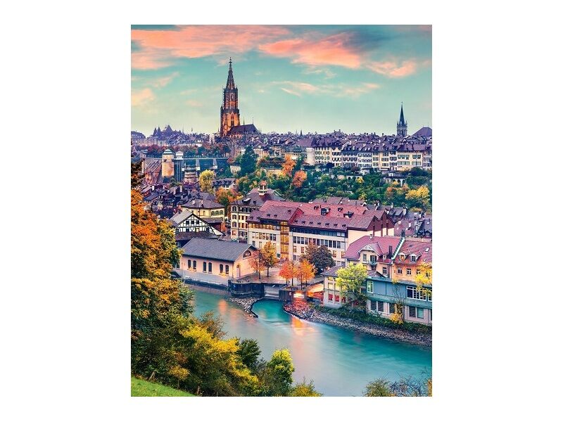 Купить оптом Холст с красками 40х50 см по номерам. ГОРОД БЕРН НА ЗАКАТЕ в Луганске