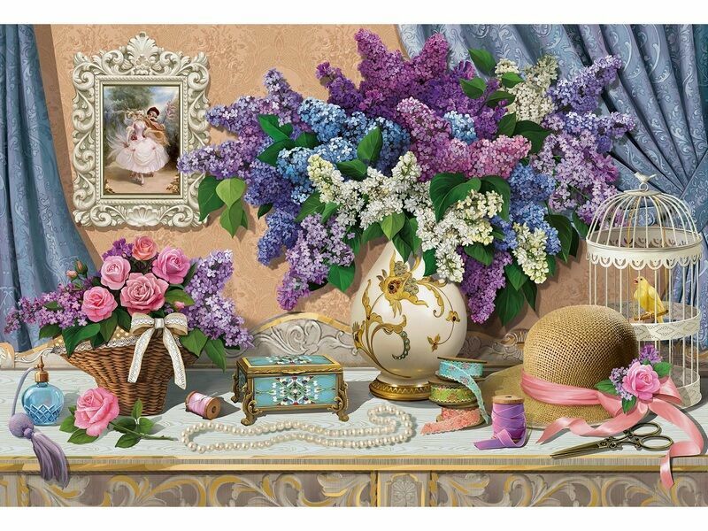 Холст с красками 40х50 см по номерам. СИРЕНЕВЫЙ НАТЮРМОРТ