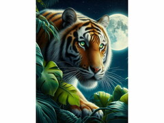 77088 [НД-8939]Алмазная мозаика 40х50 см НОЧНОЙ ТИГР (с подр., с полн. заполн., класс.)