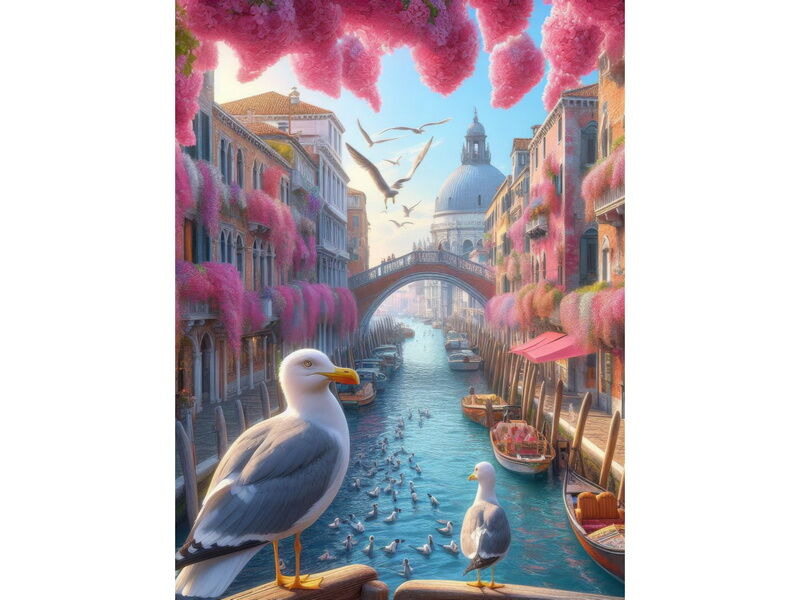 Алмазная мозаика 40х50 см ЧАЙКИ ВЕНЕЦИИ (с подр., с полн. заполн., класс.)