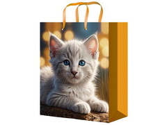 Пакет подарочный «СЕРЕНЬКИЙ КОТЕНОК» 18*23*8 см (глян. лам.)