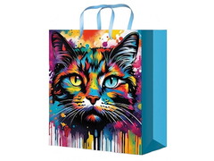 77168 [ПКП-0553]Пакет подарочный «АКВАРЕЛЬНЫЙ КОТИК» 22*31*10 см (глян. лам.)