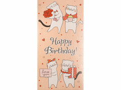77234 [1-20-1139]Конверт для денег "Happy Birthday!" (влюбленные котики) 1-20-1139