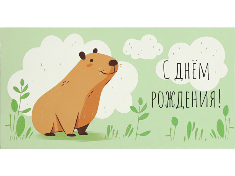 Конверт для денег "С днем рождения!" (веселая капибара) 1-11-0142