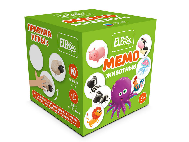 Настольная игра «Мемо. Животные» 28 дет. в кор.