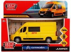 77416 [JUMPER-14CHI-YE]Технопарк. Машина «CITROEN JUMPER ДЕТИ» металл. инерц. 14 см (открыв. двери, багажник) желтый