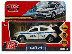 77420 [XLINE-12POL-WH]Технопарк. Машина «KIA RIO X ПОЛИЦИЯ» металл. инерц. 12 см (открыв. двери, багажник) белый