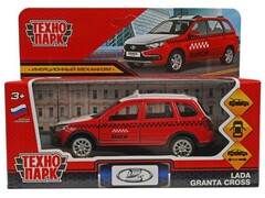 77422 [GRANTACRS-12TAX-VEZ]Технопарк. Машина «LADA GRANTA CROSS ТАКСИ» металл. инерц. 12 см (открыв. двери, багажник) красный