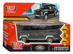 77426 [DEFPICKUP-12-BK-WOD]Технопарк. Машина «LAND ROVER DEFENDER PICKUP» металл. инерц. 12 см (открыв. двери, багажник) черный