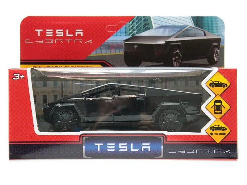 Технопарк. Машина «TESLA CYBERTRUCK» металл. инерц. 13,7 см (открыв. двери, багажник) черный глянцевый