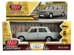 77436 [2101-12-GY]Технопарк. Машина «ВАЗ-2101» металл. инерц. 12 см (открыв. двери, багажник) серый