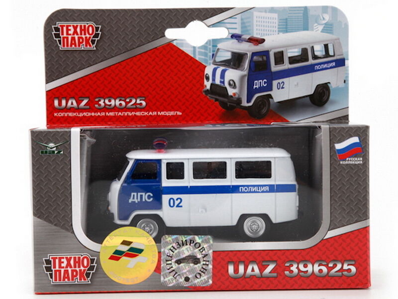 Купить оптом Технопарк. Машина «УАЗ 39625 ПОЛИЦИЯ» металл. инерц. 9 см (открыв. двери) белый в Луганске