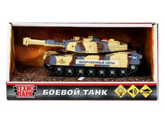 77459 [1576684-R]Технопарк. Боевой танк пластик, инерц. 14,5 см (свет, звук, подвиж. детали)