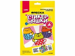 77772 [Кпо-002]Картина из песка и блесток. Фреска «Стикерняшки. Котики»