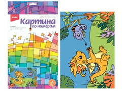 77810 [Ркн-122]Картина на картоне с красками 20х28,5 см по номерам. ДРАКОША В ДЖУНГЛЯХ