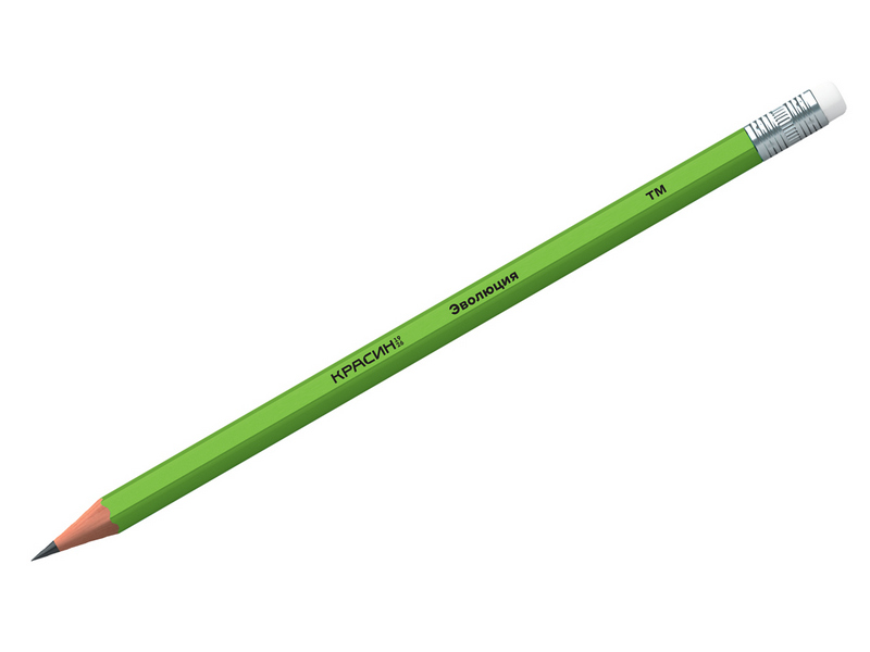 Карандаш ч/г заточенный с ластиком Красин "Конструктор" HB, шестигранный пластик. корпус (12шт/уп)