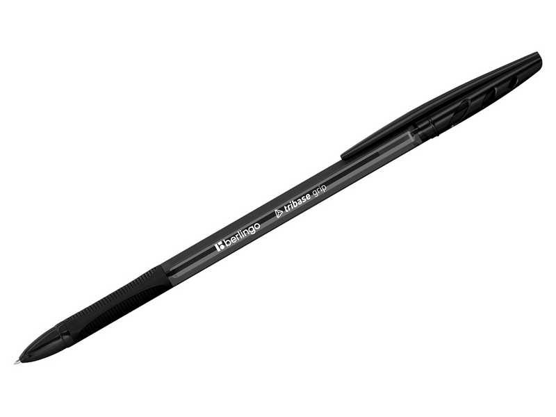 Ручка шариковая Berlingo "Tribase grip" прозрачный корпус 1,0 мм ЧЕРНАЯ (50шт/уп)