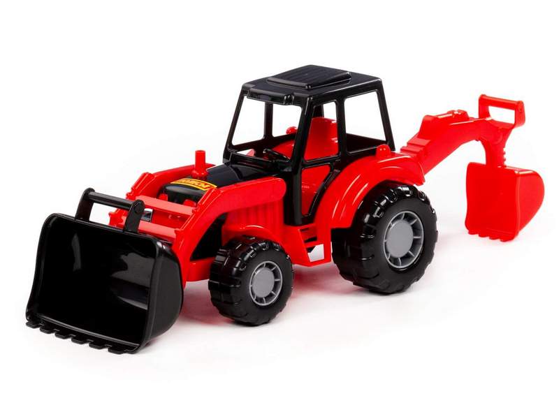 Трактор-экскаватор "Мастер" красно-чёрный в сеточке