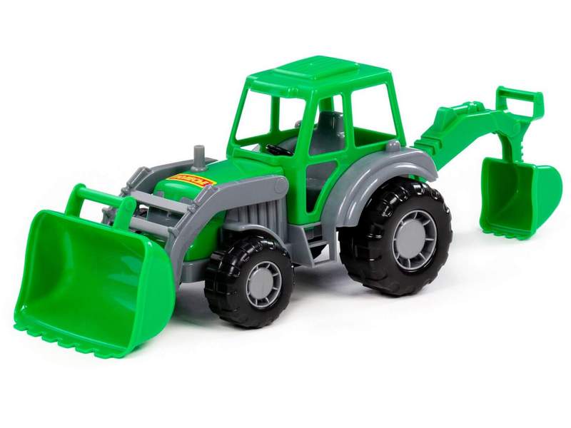 Трактор-экскаватор "Мастер" серо-зелёный в сеточке