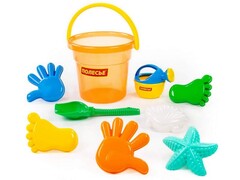 Набор №354: ведро "Макси", лопата №6, формочки (2 ладошки + 2 ножки + морская звезда №1 + ракушка №1), лейка малая №4