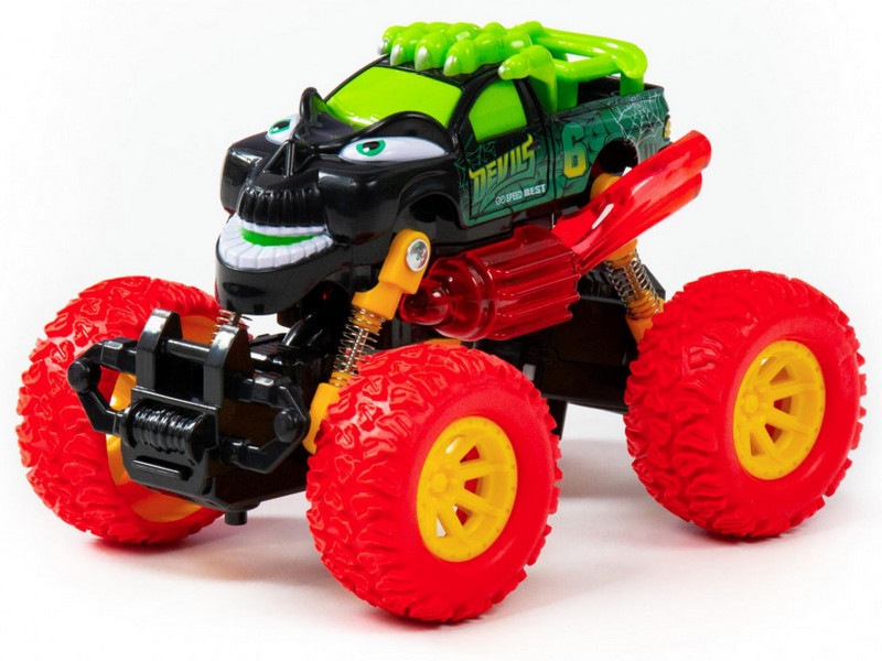 Автомобиль инерц. "Монстр РАЛЛИ" - "Демон" (свет, звук) зеленый в пакете