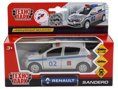 Технопарк. Машина «RENAULT Sandero ПОЛИЦИЯ" металл. инерц. 12 см (открыв. двери, багажник)