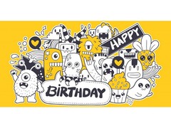78621 [1-04-0439]Конверт для денег "Happy Birthday" (монстрики) 1-04-0439