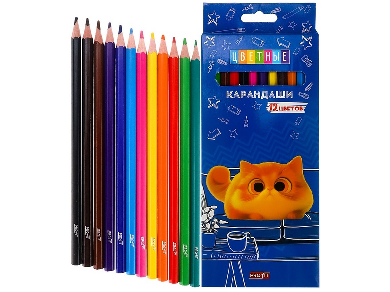 Карандаши цветные 12цв. «КОТЕНОК МЯУ» КЦ-2621