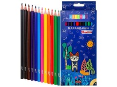78706 [КЦ-2625]Карандаши цветные 12цв. «КОТИК В ЛЕСУ» КЦ-2625