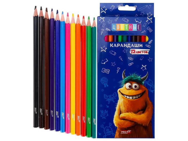 Карандаши цветные 12цв. «МОНСТРИК» КЦ-2626