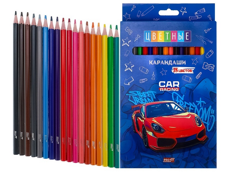 Карандаши цветные 18цв. «СУПЕРКАР» КЦ-2628