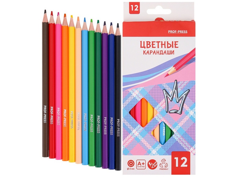 Карандаши цветные пластик 12цв. «КОРОНА» КЦ-9300