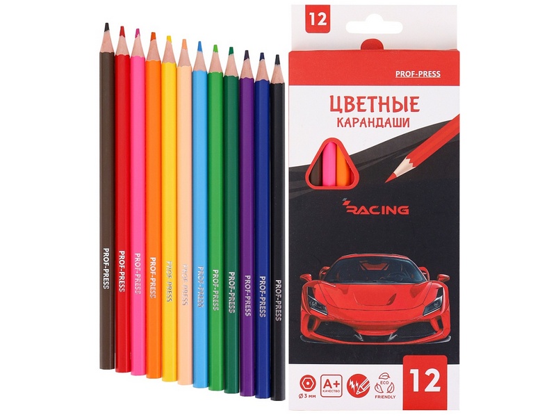 Карандаши цветные пластик 12цв. «КРАСНОЕ АВТО» КЦ-9303