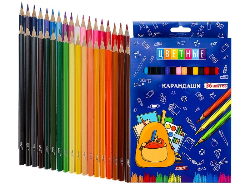 Карандаши цветные 36цв. «ШКОЛЬНЫЕ БУДНИ» КЦ-3017