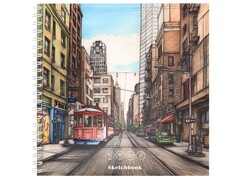 Скетчбук 190х190мм 40л «ГОРОДСКОЙ ПРОСПЕКТ» (гребень, мат. лам.)