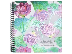 Скетчбук 165х165мм 40л. «ЦВЕТОЧНЫЙ СТИЛЬ-1» (7БЦ, спираль)
