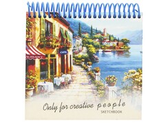 Скетчбук А6+ 80л «НАБЕРЕЖНАЯ И ГОРЫ» (7БЦ, спираль, мат. лам.)