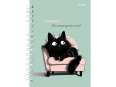 78800 [80-2094]Записная книжка А6 80л «УЮТНЫЙ КОТИК» (7БЦ, гребень, глян. лам.)