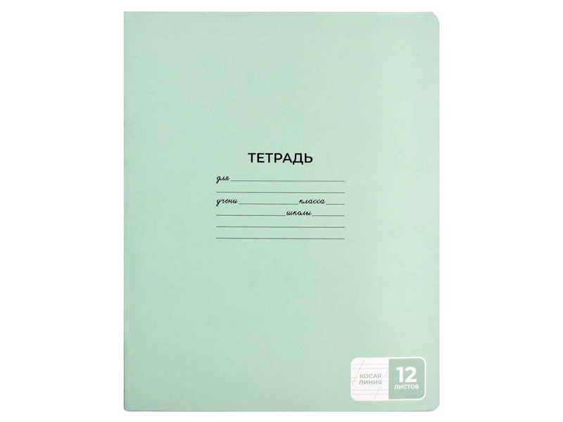 Тетрадь 12 л КОСАЯ ЛИНИЯ ЗЕЛЁНЫЙ (мелов. картон, офсет)