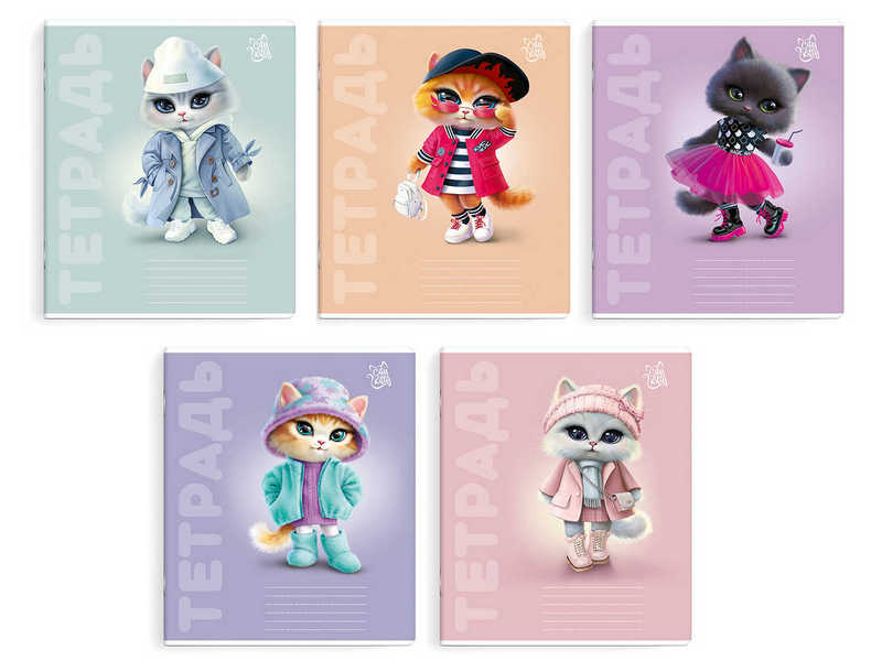 Тетрадь 12 л ЛИНИЯ «ГОРОДСКИЕ КОШЕЧКИ» (мелов. картон, офсет)