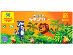 79122 [АК_10698]Акварель медовая Мульти-Пульти "Енот в джунглях" 12 цветов