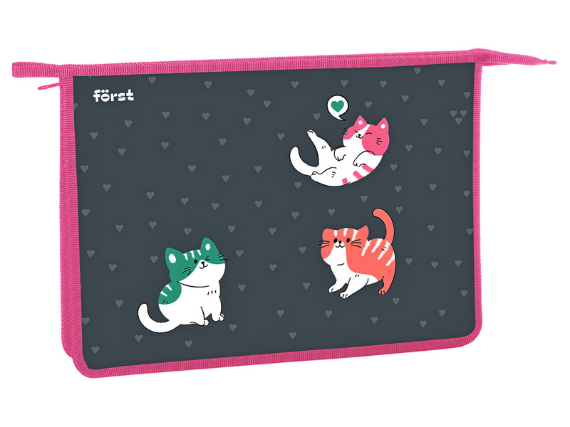 Папка А4 для тетрадей Först "Kittens" (пластик, на молнии)